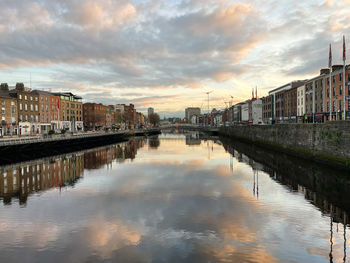 Panoramic view on dublin from the riverside