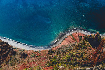 High angle view of beach and sea