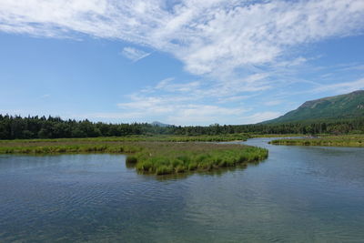 Scenic view of lake against sky