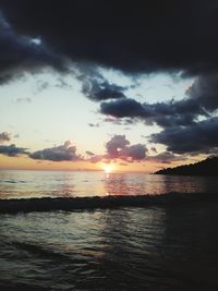 Scenic view of sea against cloudy sky