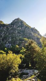 Scenic view of mountains against clear sky