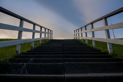 Staircase of footpath against sky