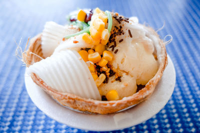 Coconut ice cream dessert in malaysia known as ais krim kelapa