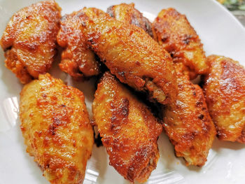 Close-up of served food in plate