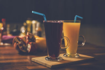 Close-up of drinks on table