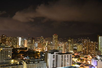 Illuminated city at night