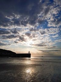 Scenic view of sea against cloudy sky