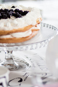 Close-up of cake in plate on table