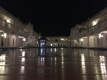 Illuminated building at night