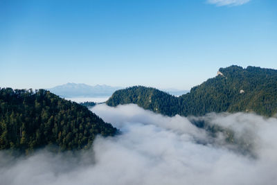 Scenic view of mountains against clear sky