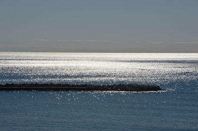 Scenic view of sea against clear sky