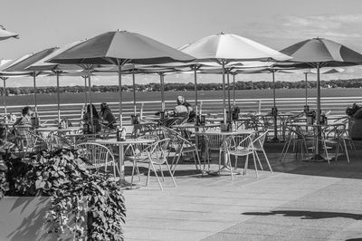 Tent on beach against sky
