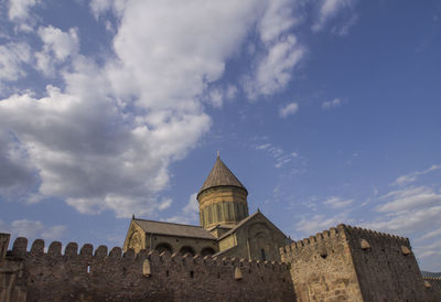 Low angle view of old building against sky