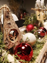 Close-up of decorated christmas tree