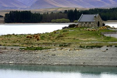 Scenic view of lake against sky