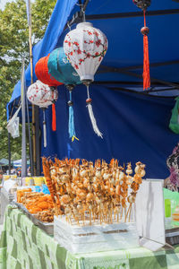 Low angle view of the food for sale at market stall