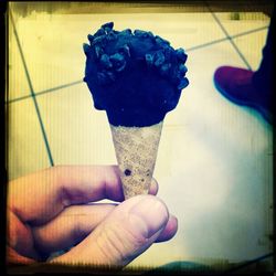 High angle view of woman holding hands