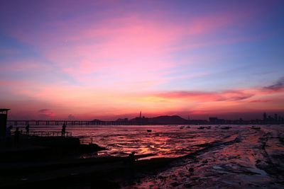 Scenic view of sunset over sea