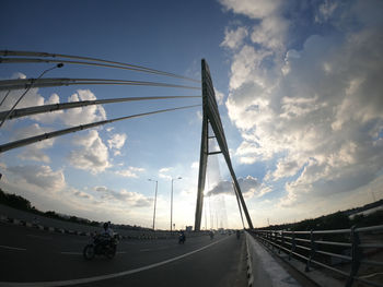 View of bridge over road against sky