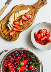 High angle view of food on table