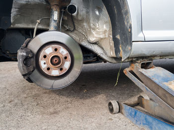 Close-up of car at garage