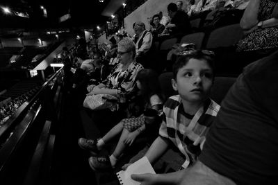 High angle view of people playing at music concert