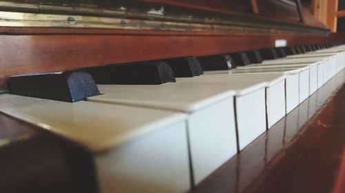Close-up of piano keys