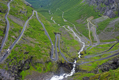 Aerial view of trollstigen mountain road