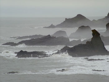 Scenic view of sea against clear sky