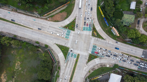 High angle view of city street