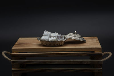 Close-up of christmas decorations on table