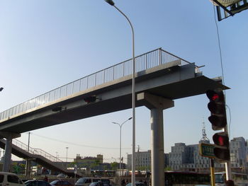 Low angle view of bridge against clear sky