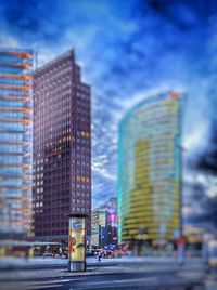 Low angle view of modern buildings against sky