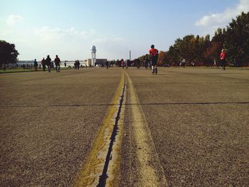 People walking on road