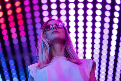 Young woman wearing sunglasses