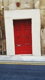 Closed door of building