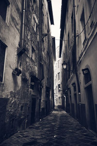 Narrow alley amidst buildings in city