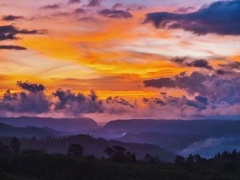Scenic view of dramatic sky during sunset