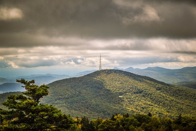 Scenic view of landscape against cloudy sky