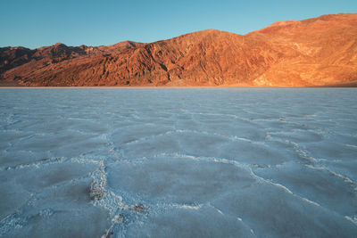 Scenic view of desert against clear sky