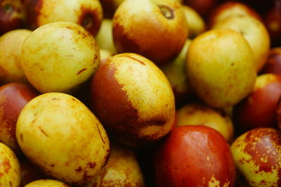 Full frame shot of apples for sale at market stall