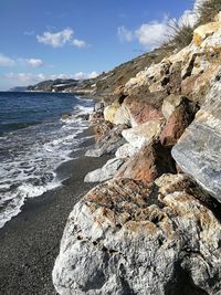 Scenic view of beach and sea against sky