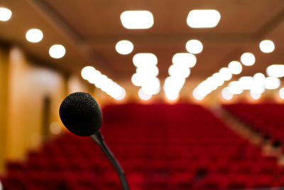 Close-up of illuminated lighting equipment