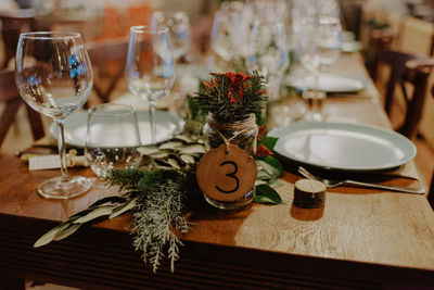 Close-up of place setting on table