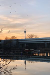 View of city at sunset