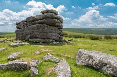 View of landscape against cloudy sky