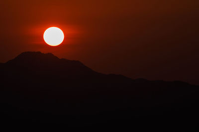 Scenic view of silhouette mountains against sky during sunset