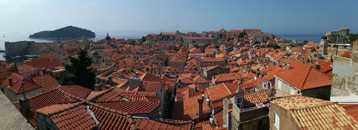 High angle view of townscape against sky