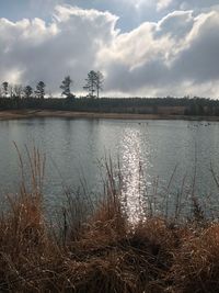 Scenic view of lake against sky