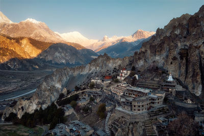 High angle view of townscape against sky